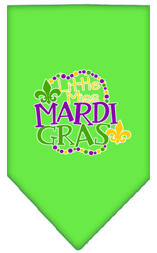 Miss Mardi Gras Screen Print Mardi Gras Bandana Lime Green Large